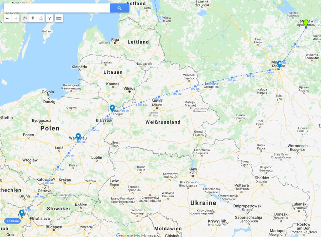 Landkarte Russland bis Österreich