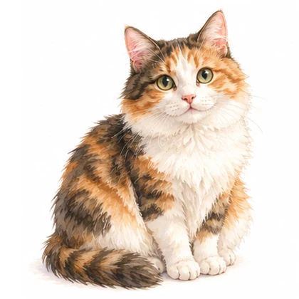 Gezeichnete dreifarbige Katze